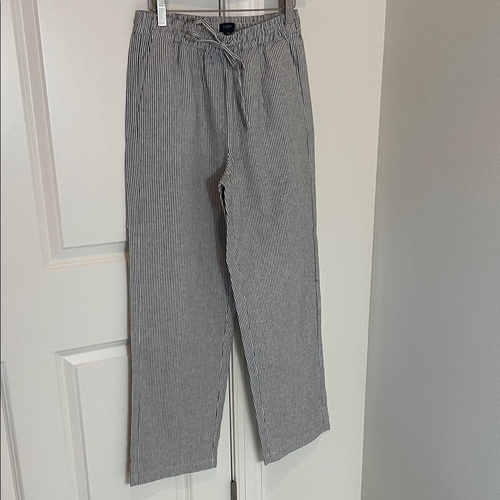 NWT J. Crew Black and White Seersucker Linen Pants
